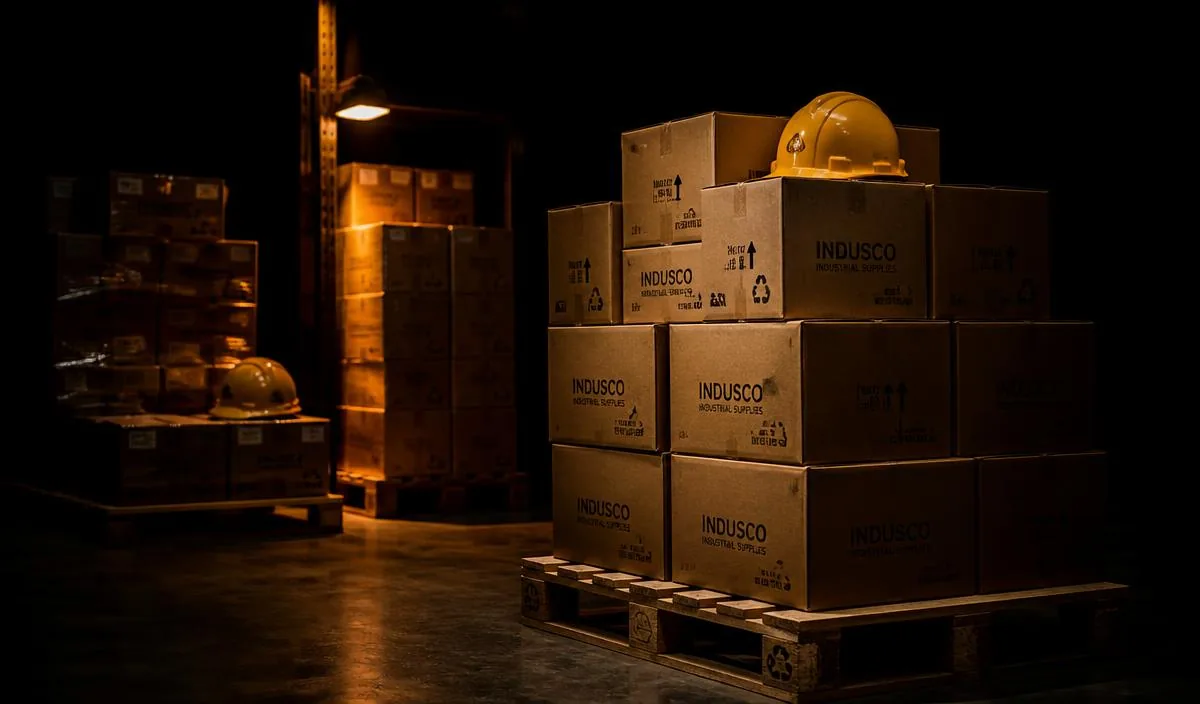 Bulk safety equipment stocked in the VEZMARA warehouse